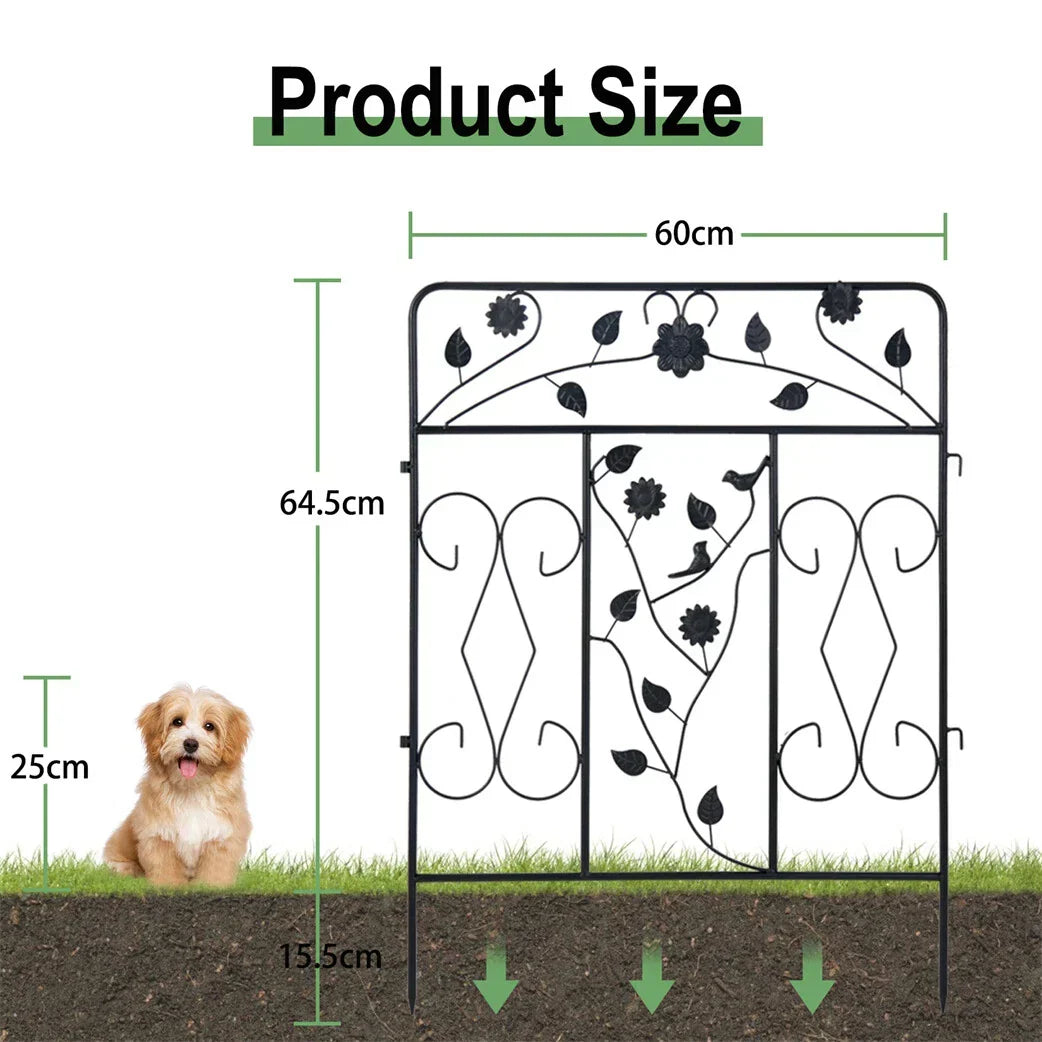 Garden Fence 5 Panels Metal Wrought Iron Railings Decorative Fencing