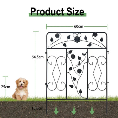 Garden Fence 5 Panels Metal Wrought Iron Railings Decorative Fencing