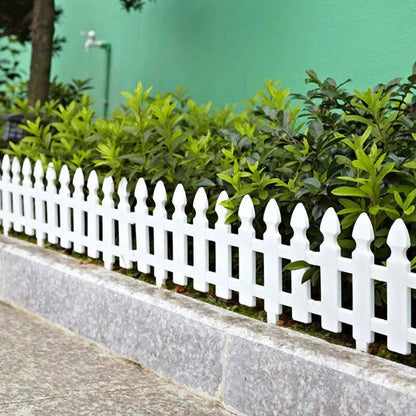 4,8,12 PCS White Plastic Picket Fencing Wooden Effect Lawn Border Edge Garden Edging Corbycart