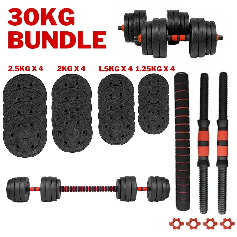 30kg Dumbbells Barbell Set with Connecting Rod CorbyCart
