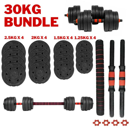 30kg Dumbbells Barbell Set with Connecting Rod CorbyCart