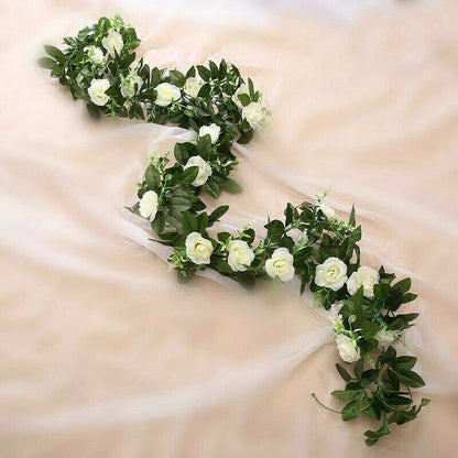 2.5m Artificial Flower Silk Rose Leaf Garland Vine Ivy Home Wedding Garden Corbycart