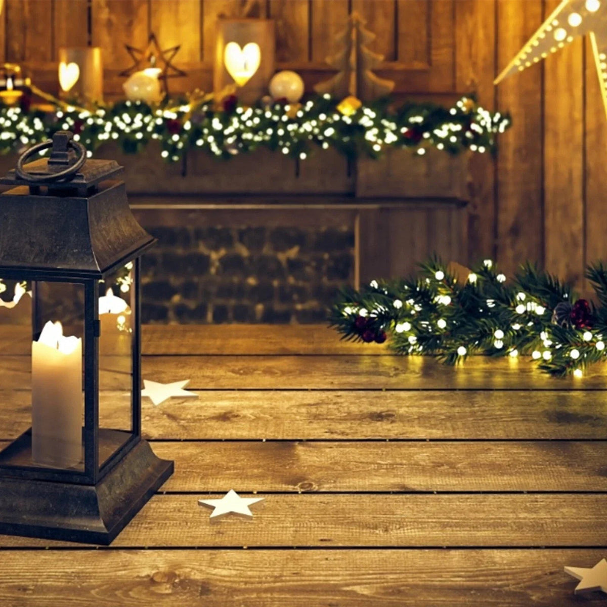 16FT Christmas Garland with LED Lights Pre Lit Stairs Home Fireplace Bushy Pine CorbyCart