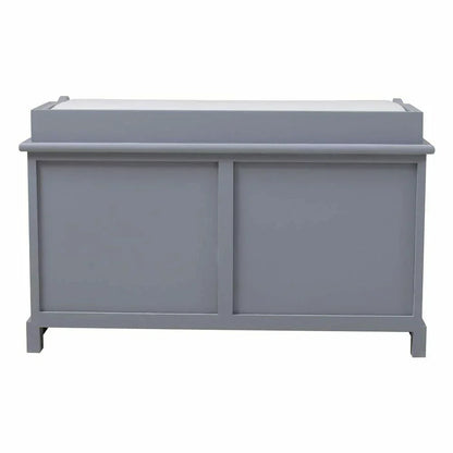 Large Shoe Storage Bench with Seat Cushion And 2 Rattan Basket Organiser Hallway