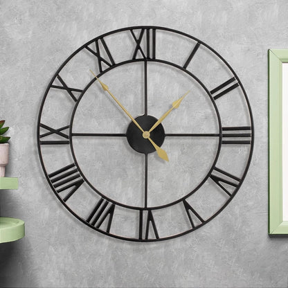 80CM Large Wall Clock 30 Inches Oversized Modern Round Black Metal CorbyCart