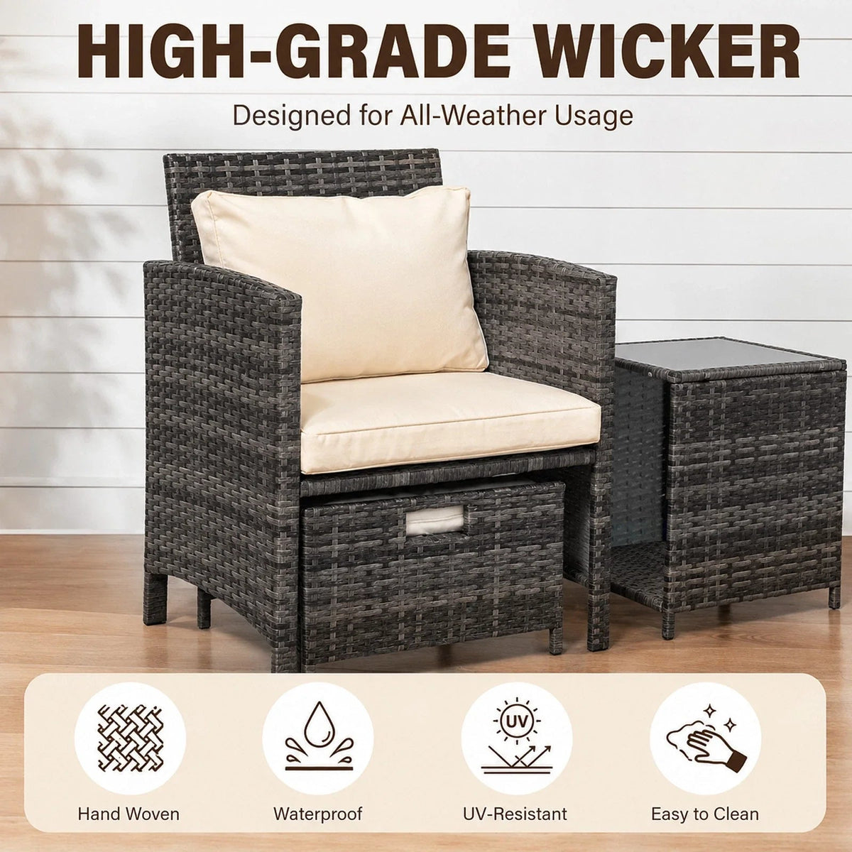 5 Piece Rattan Garden Furniture Patio Sofa Chairs Table Outdoor Conservatory Set CorbyCart