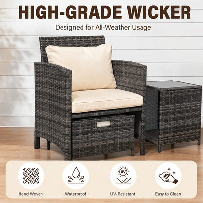 5 Piece Rattan Garden Furniture Patio Sofa Chairs Table Outdoor Conservatory Set CorbyCart