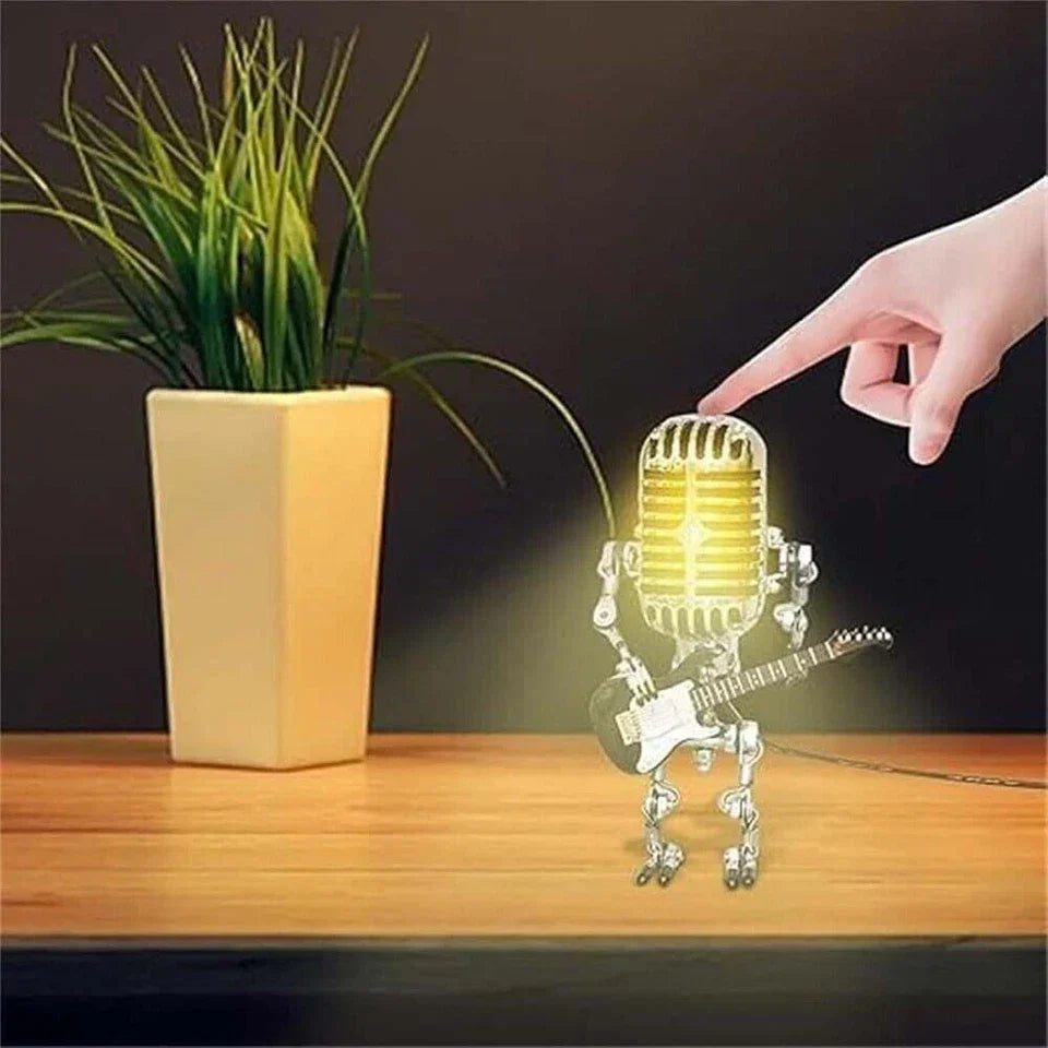 Retro Microphone Robot Desk Lamp LED Table Light Steampunk Ornament Decor Gifts Corbycart