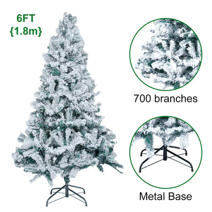 5/6FT Snow Flocked Christmas Tree Bushy Branch Xmas Home Decoration In&Outdoor CorbyCart