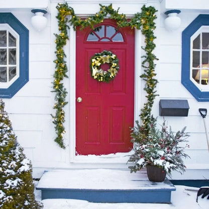 16FT Christmas Garland with LED Lights Pre Lit Stairs Home Fireplace Bushy Pine CorbyCart