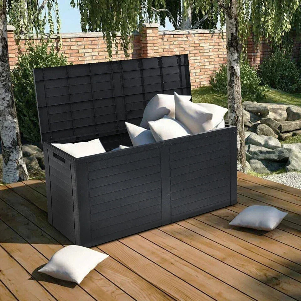 240L Large Outdoor Storage Box Garden Patio Plastic Chest Lid Container Corbycart
