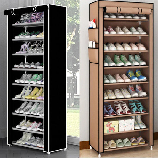 10 Tier Cabinet Storage Organiser Shoe Rack Stand Holds 27 Pairs Dustproof