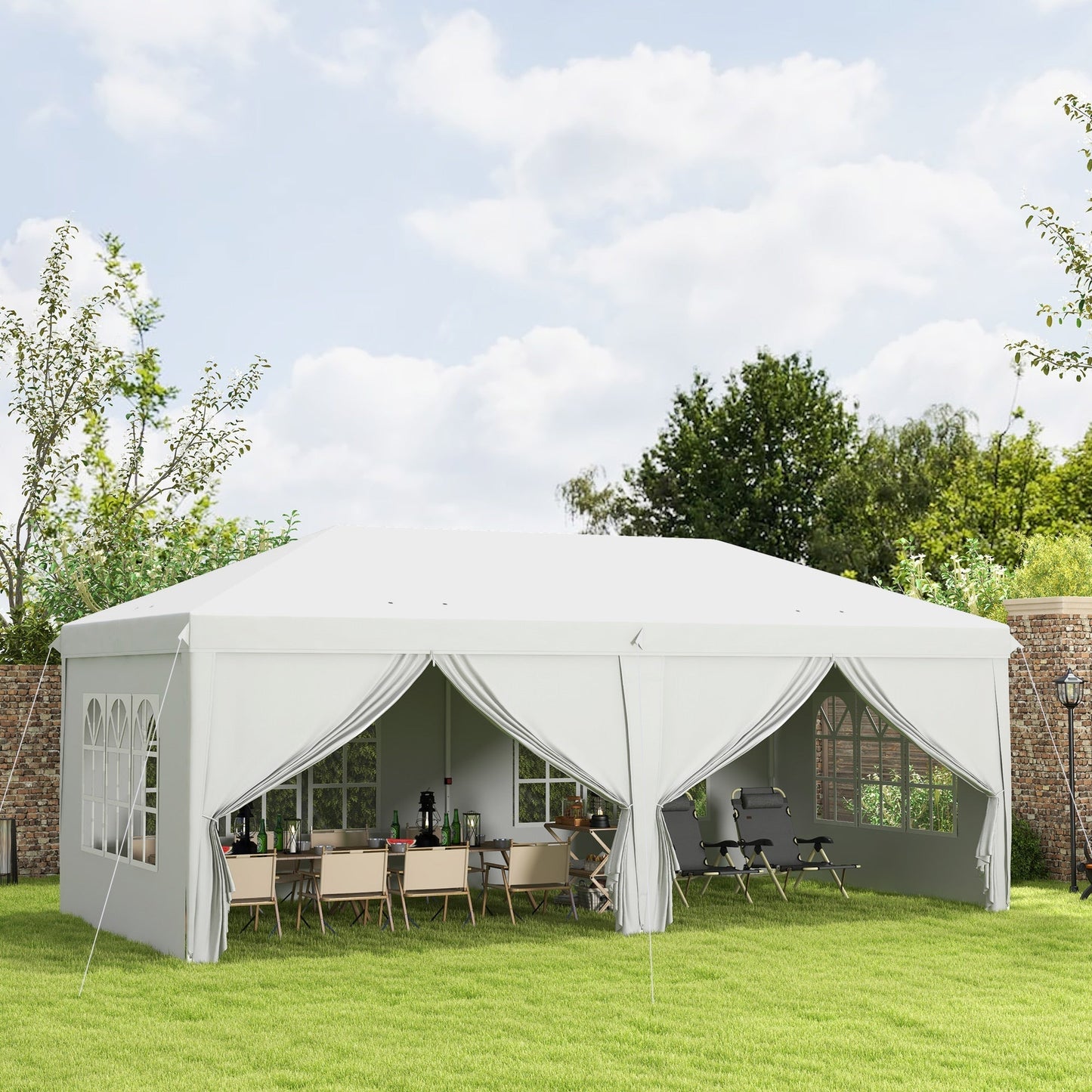 3x6m Popup Garden Heavy Duty Gazebo Marquee Party Tent Canopy with 6 Side Walls