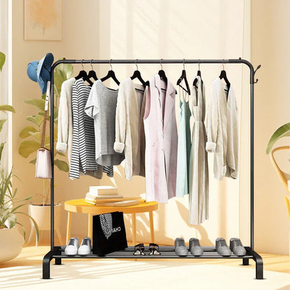 Heavy Duty Metal Clothes Rack Single Rail Garment Dress Indoor CorbyCart