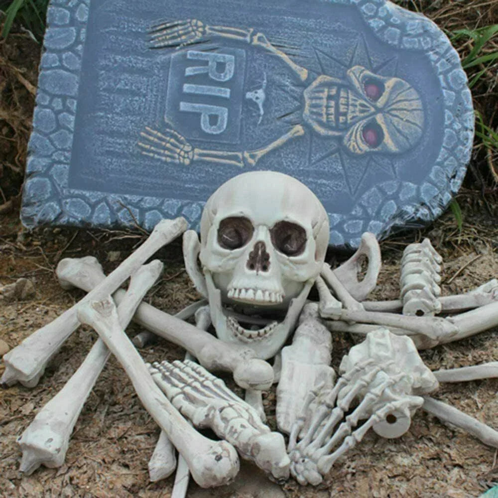 28PCS Bag of Bones Human Skull Skeleton Halloween Scary Pirate Party Decoration CorbyCart