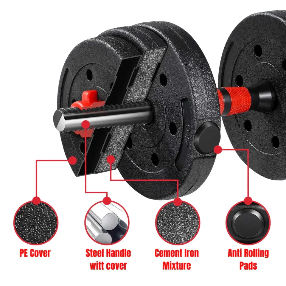 20kg Dumbbells Barbell Set with Connecting Rod CorbyCart
