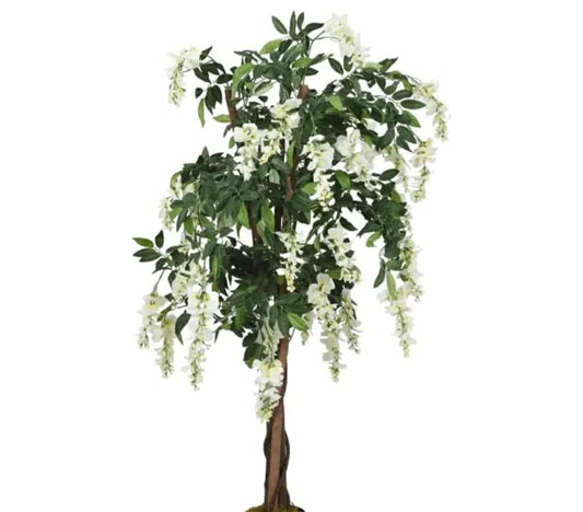 Artificial Wisteria Tree Artificial Plant 840 Leaves Green and White Corbycart