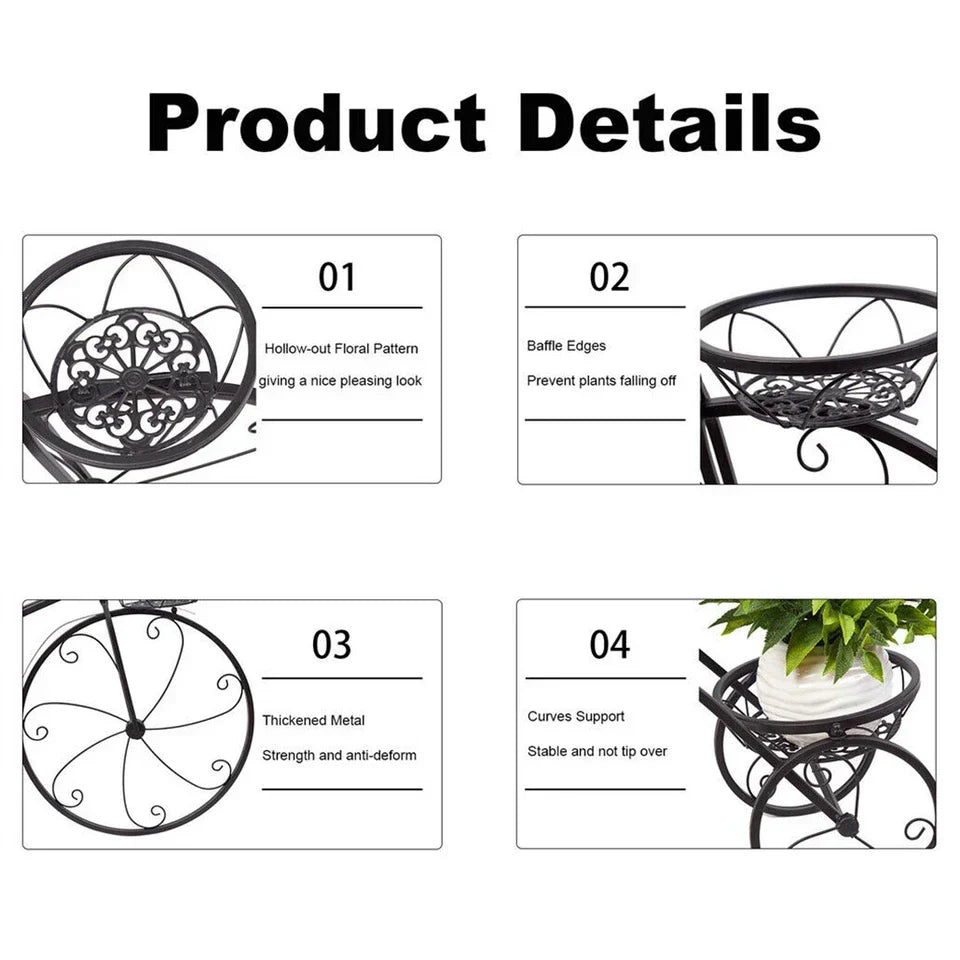 Bicycle Planter Metal Plant Stand Garden Bike Flower Pot Cart Holder Basket Deco Corbycart