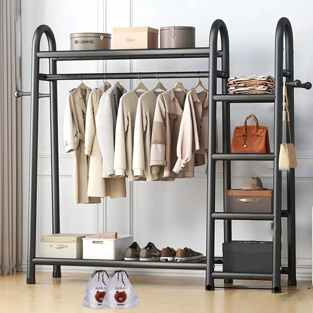 Heavy Duty Double Clothes Rail Rack Garment Hanging Stand Open Wardrobe Shelf CorbyCart