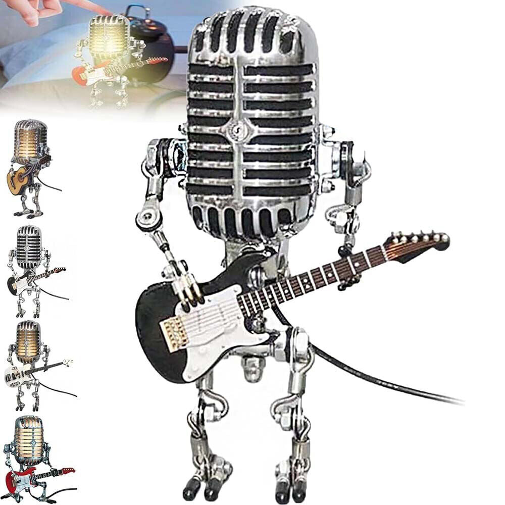 Retro Microphone Robot Desk Lamp LED Table Light Steampunk Ornament Decor Gifts Corbycart