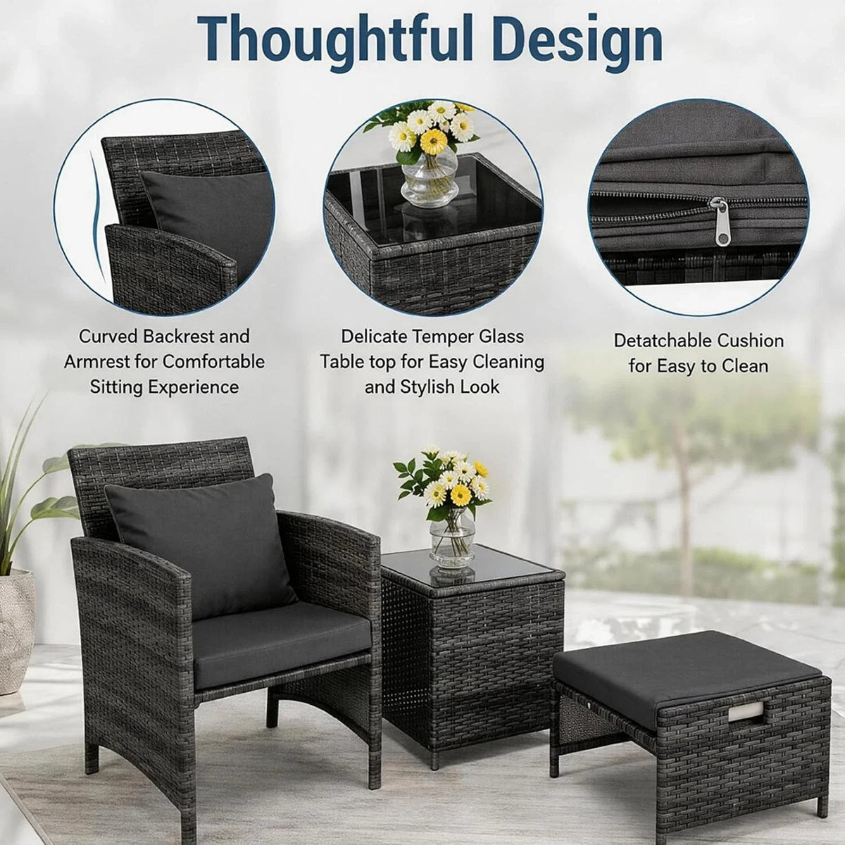 5 Piece Rattan Garden Furniture Patio Sofa Chairs Table Outdoor Conservatory Set CorbyCart