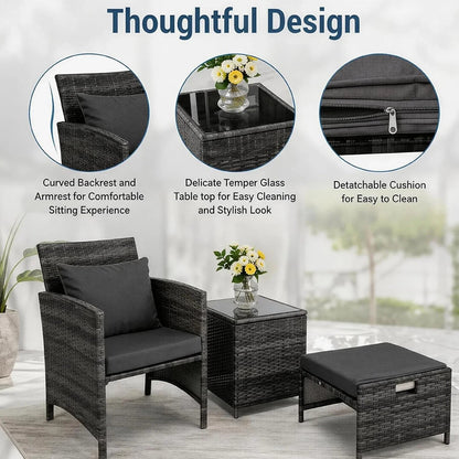 5 Piece Rattan Garden Furniture Patio Sofa Chairs Table Outdoor Conservatory Set CorbyCart