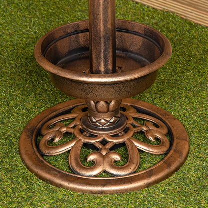 110cm Bronze Effect Resin Garden Bird Bath & Table with Solar Light Corbycart