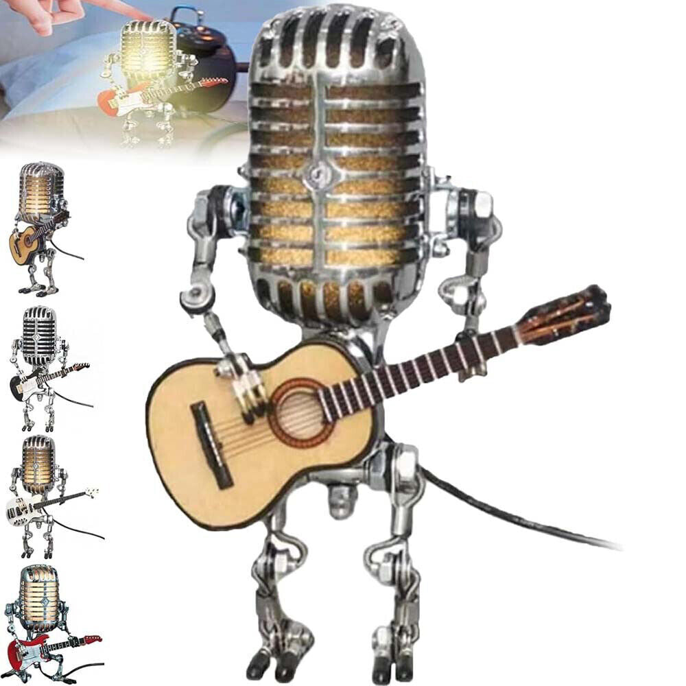 Retro Microphone Robot Desk Lamp LED Table Light Steampunk Ornament Decor Gifts Corbycart