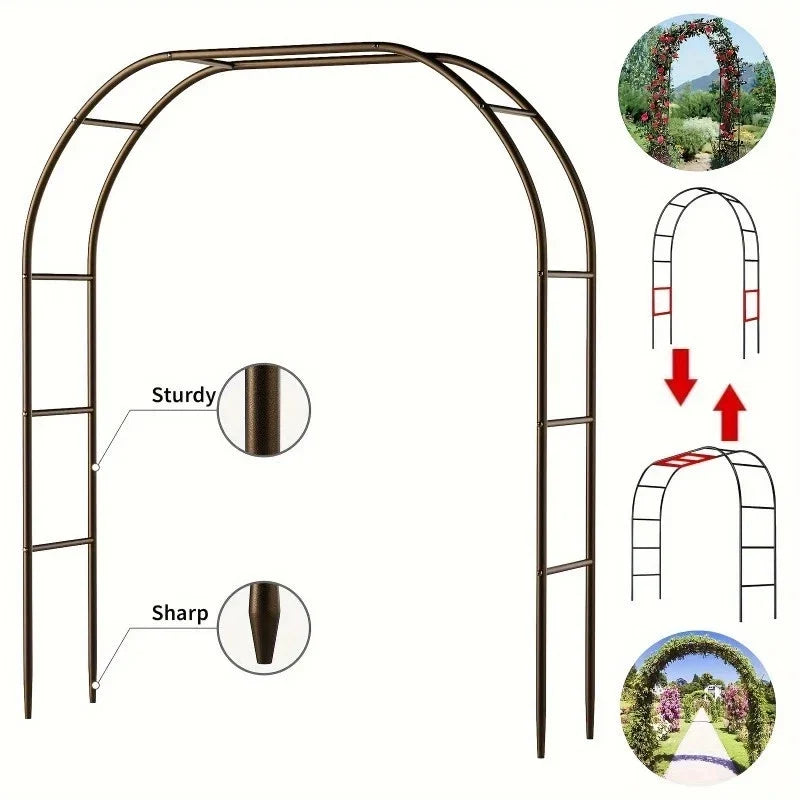 1Pc, Metal Garden Arch, 100Inch Large Size Heavy Duty Steel Frame Garden Arch Corbycart