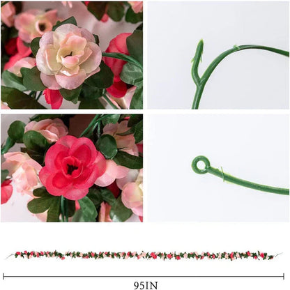 6pcs pink 48 FT Flower Garland Fake Rose Vine Artificial Flowers Hanging decor Corbycart