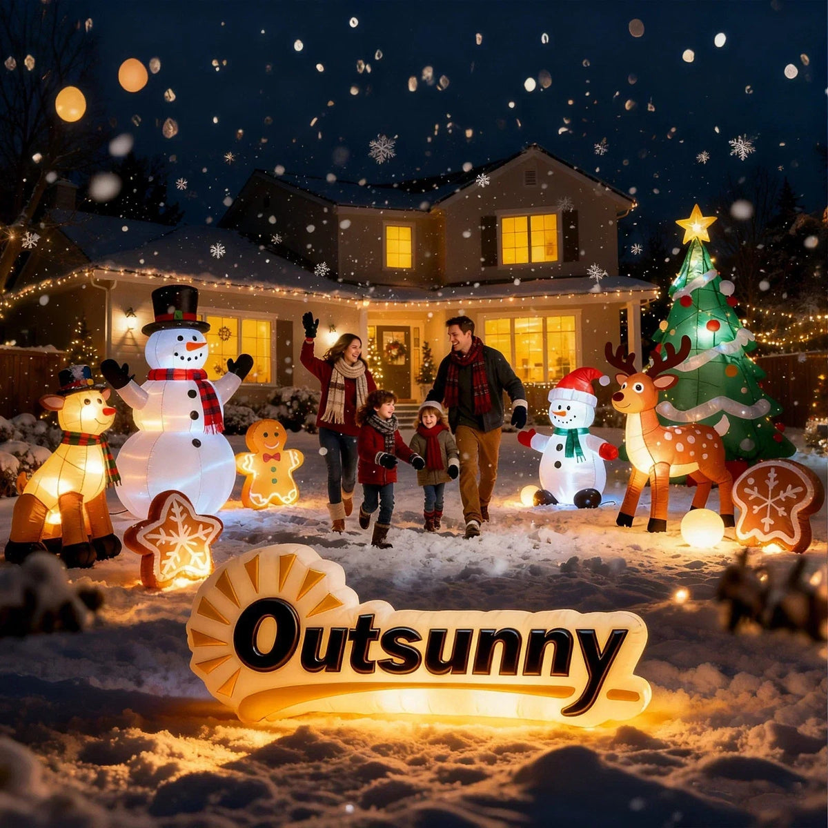 6FT Christmas Inflatables Snowman & Dog for Indoor Outdoor Decor CorbyCart