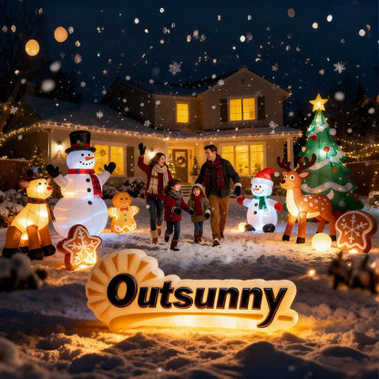 6FT Christmas Inflatables Snowman & Dog for Indoor Outdoor Decor CorbyCart