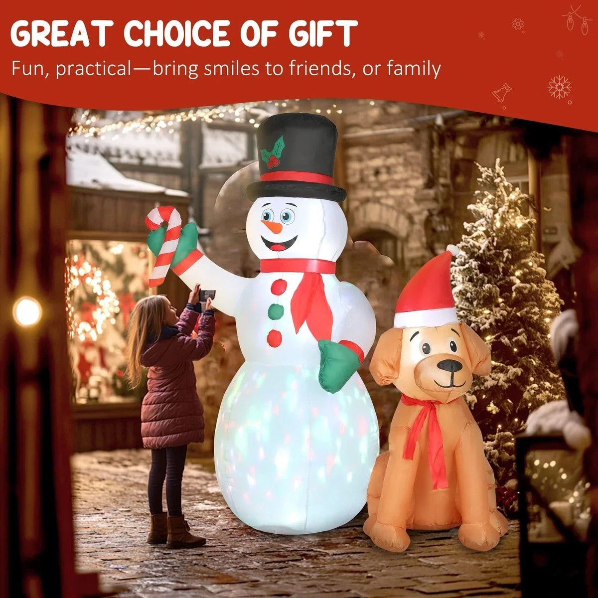 6FT Christmas Inflatables Snowman & Dog for Indoor Outdoor Decor CorbyCart