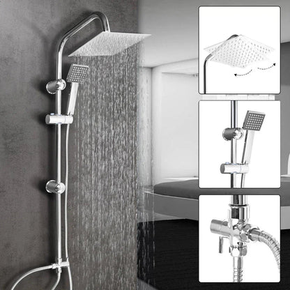 Shower Kit Twin Head 2 Mixer Shower Heads Rail Hose Riser Square Bathroom Set CorbyCart