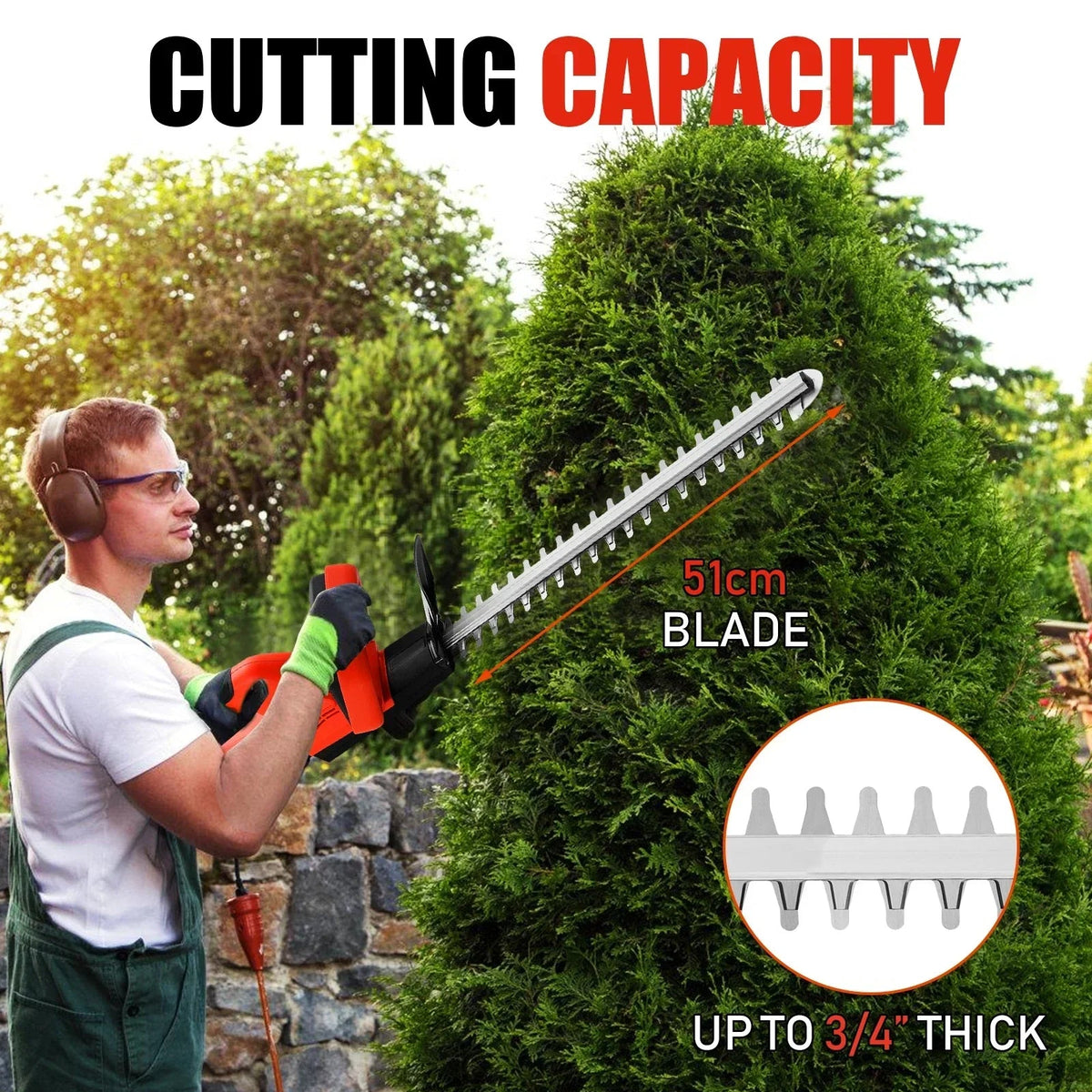 Brushless Cordless Hedge Trimmer Tree Branch Cutter Tool with 2Battery & Charger CorbyCart