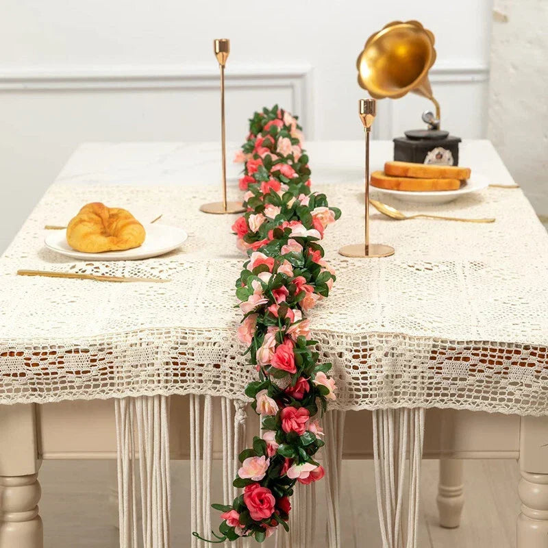6pcs pink 48 FT Flower Garland Fake Rose Vine Artificial Flowers Hanging decor Corbycart