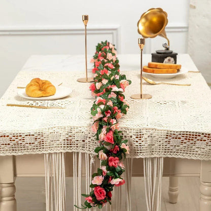 6pcs pink 48 FT Flower Garland Fake Rose Vine Artificial Flowers Hanging decor Corbycart