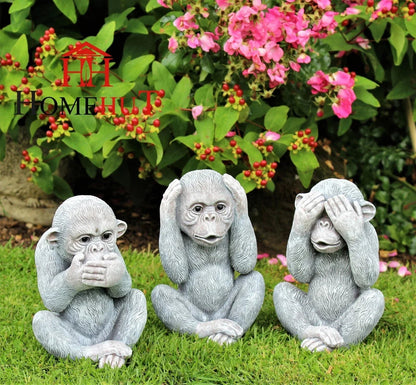 3 Wise Monkey Garden Ornaments See, Speak, Hear No Evil Monkey Corbycart