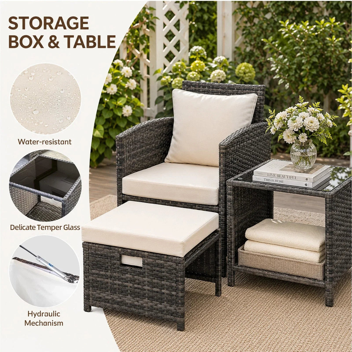 5 Piece Rattan Garden Furniture Patio Sofa Chairs Table Outdoor Conservatory Set CorbyCart