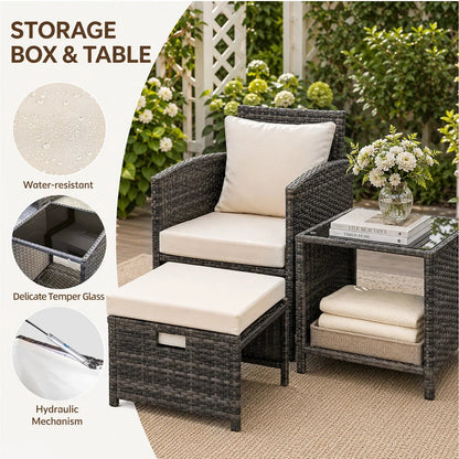 5 Piece Rattan Garden Furniture Patio Sofa Chairs Table Outdoor Conservatory Set CorbyCart