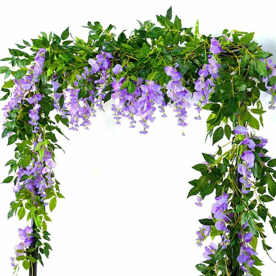 2X7FT Artificial Wisteria Vine Garland Foliage Flower Plant Trailing Home Decor Corbycart