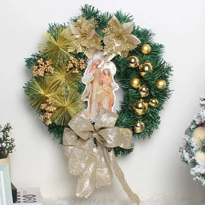 30cm Christmas Wreath Decor Artificial Bowknot Garland for Home Front Door Xmas CorbyCart