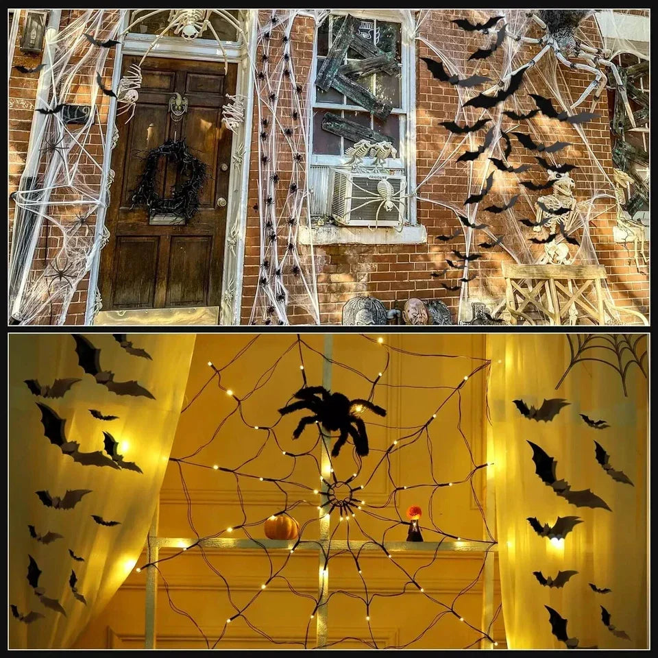 100cm LED Light Halloween Decoration Giant Spider Web Party Props Outdoor Decor CorbyCart