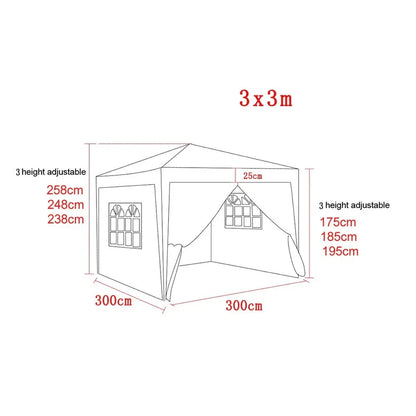 3x3M Heavy Duty Gazebo Marquee Popup Water- proof Garden Party Tent 4 WallSides
