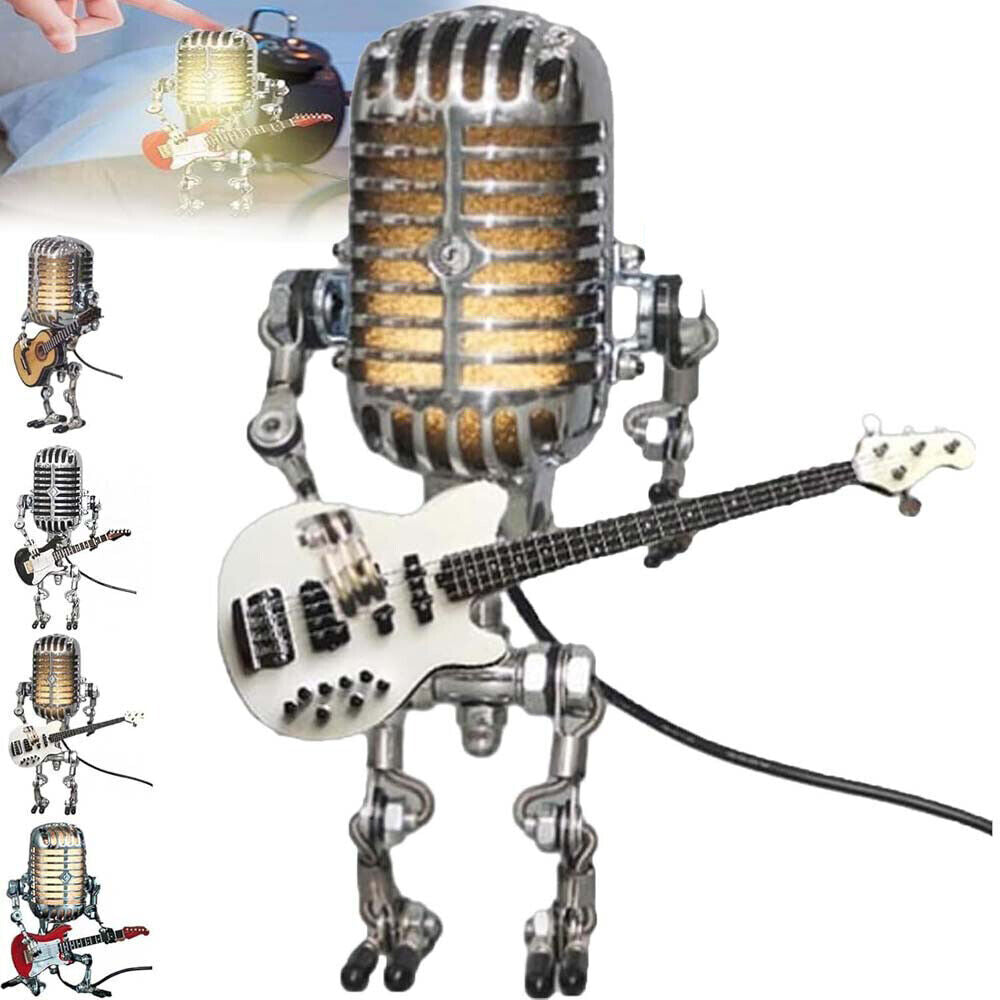 Retro Microphone Robot Desk Lamp LED Table Light Steampunk Ornament Decor Gifts Corbycart