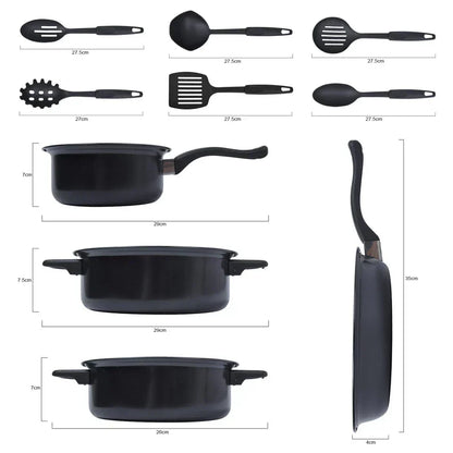 13pcs Cookware Set Pan Pot Non Stick Saucepans Frying Pan Cookware Set Glass Lid