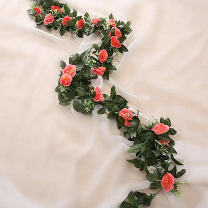 2.5m Artificial Flower Silk Rose Leaf Garland Vine Ivy Home Wedding Garden Corbycart