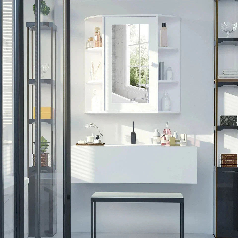 Wall Mounted Bathroom Cabinet with Mirror Single Door Storage Shelves CorbyCart