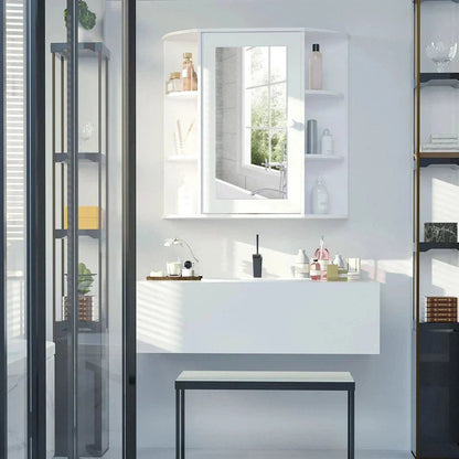 Wall Mounted Bathroom Cabinet with Mirror Single Door Storage Shelves CorbyCart