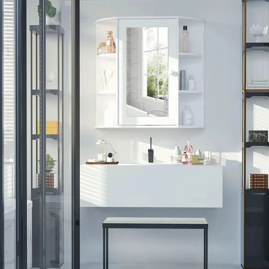 Wall Mounted Bathroom Cabinet with Mirror Single Door Storage Shelves